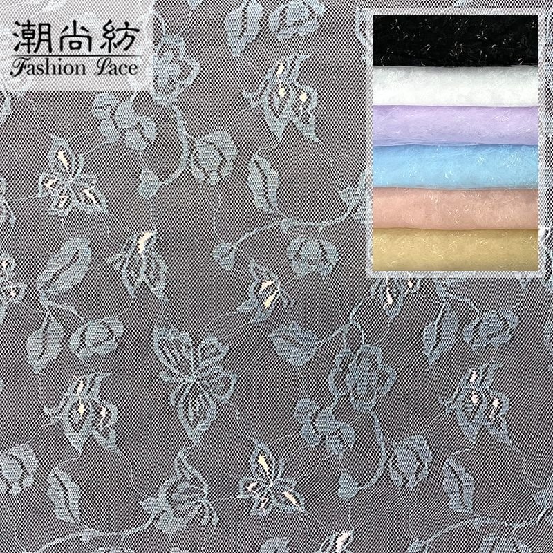 Lace Fabric Dress Butterfly Polyester Foil for Women's Wear Wholesale 6